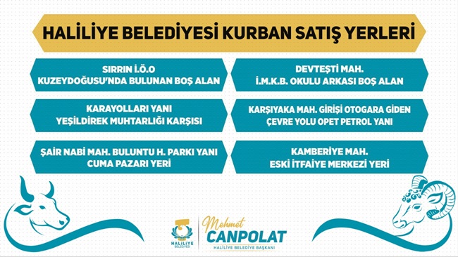 Haliliye’de Kurban Satış ve Kesim Yerleri Belirlendi