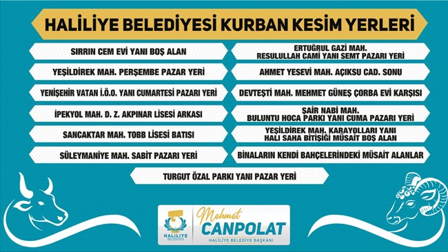Haliliye’de Kurban Satış ve Kesim Yerleri Belirlendi