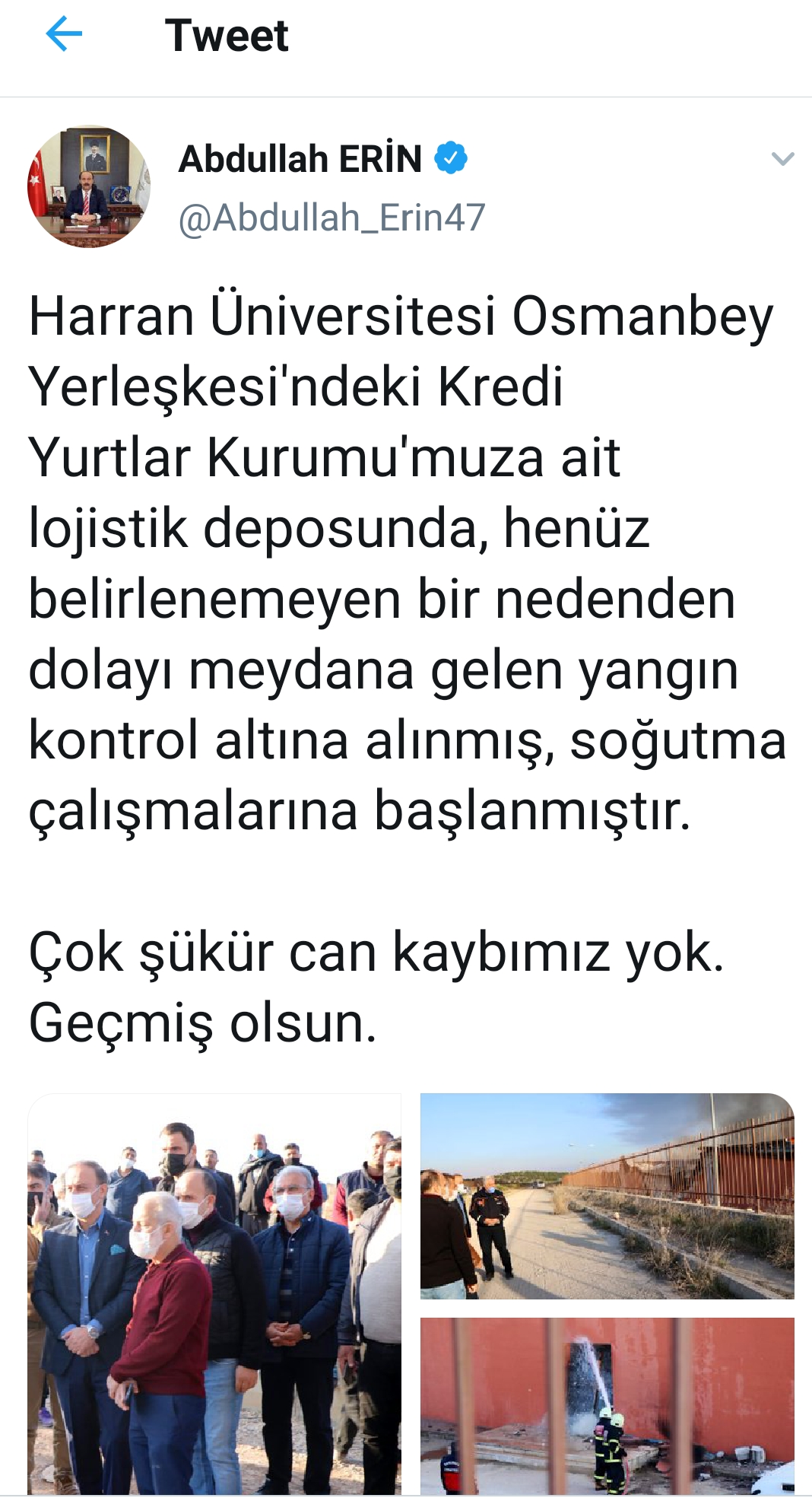 Vali Erin: "Çok Şükür Can Kaybı Yok"