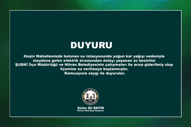 Hilvan'da su  kesintisi tepkiye  neden olmuştu!  Başkan Bayık'tan açıklama!