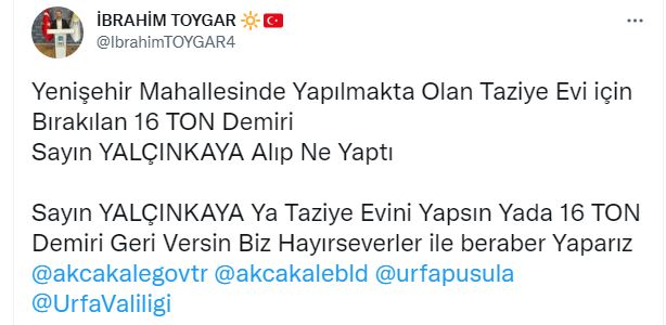 İYİ Parti'li Toygar, Yalçınkaya'ya sordu:16 ton demiri alıp ne yaptın?