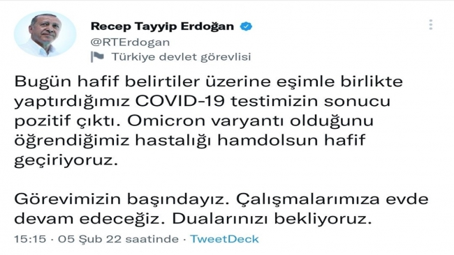 Cumhurbaşkanı Erdoğan'ın testi pozitif çıktı!