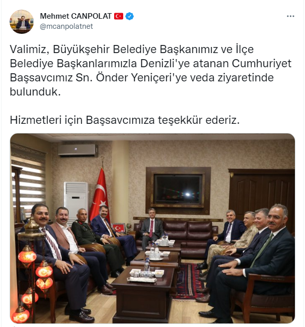 Şanlıurfa Cumhuriyet Başsavcısına veda ziyareti