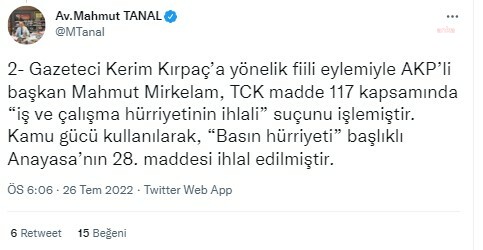MAHMUT TANAL: ''BİRECİK BELEDİYE BAŞKANI GAZETECİ TOKATLADI''