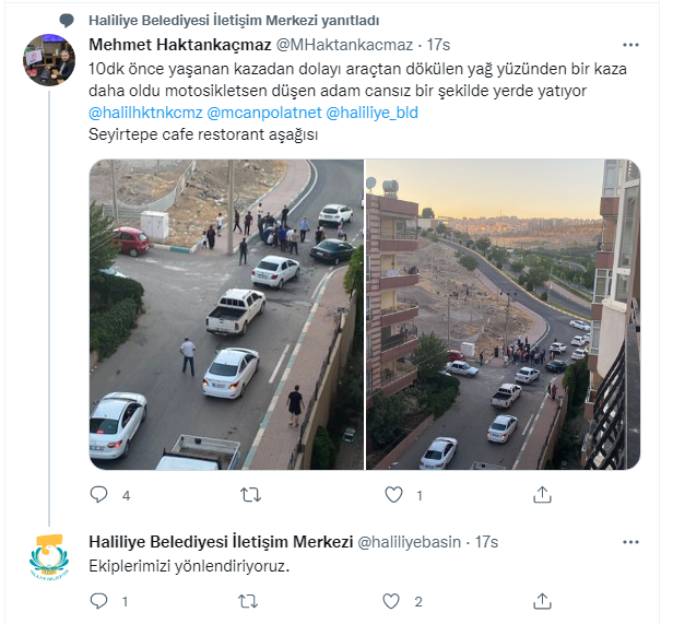 URFA'DA KAZA SONUCU DÖKÜLEN YAĞ BAŞKA KAZAYA NEDEN OLDU