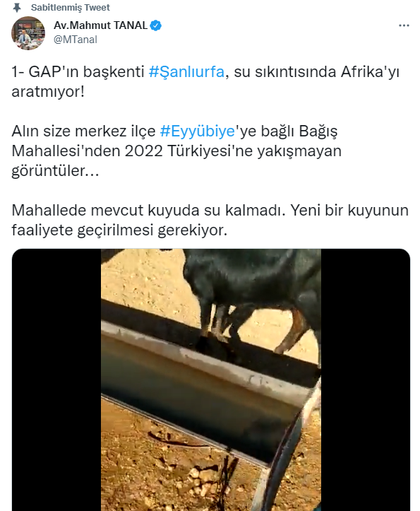 VEKİL TANAL: ''GAP'IN BAŞKENTİ ŞANLIURFA, SU SIKINTISINDA AFRİKA'YI ARATMIYOR!''