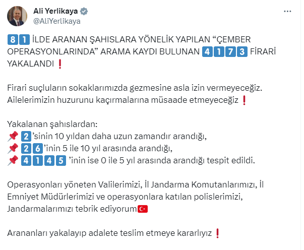 GERÇEKLEŞTİRİLEN OPERASYONLA FİRARİLER YAKALANDI