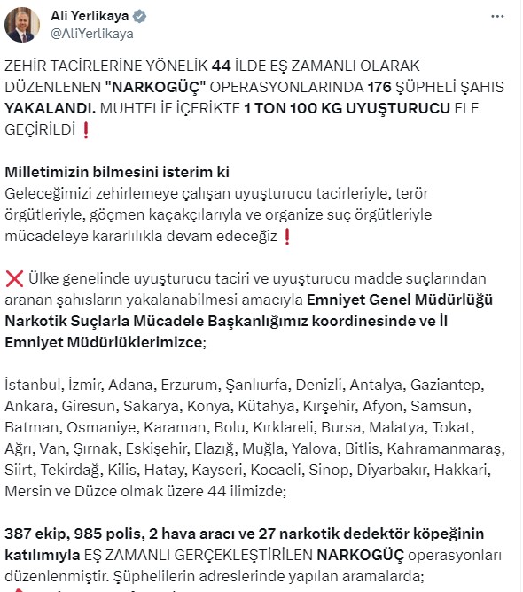 44 İLDE 167 ŞÜPHELİ YAKALANDI!
