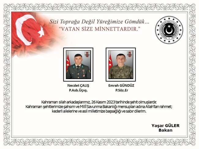 PENÇE-KİLİT BÖLGESİNDE ÇIKAN ÇATIŞMADA 3 ASKER ŞEHİT DÜŞTÜ