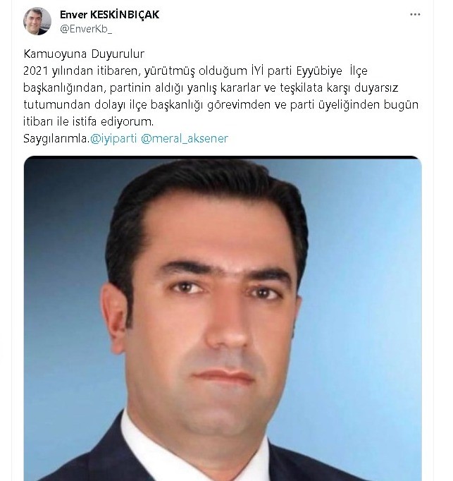 İYİ PARTİ'DE İSTİFA ŞOKU
