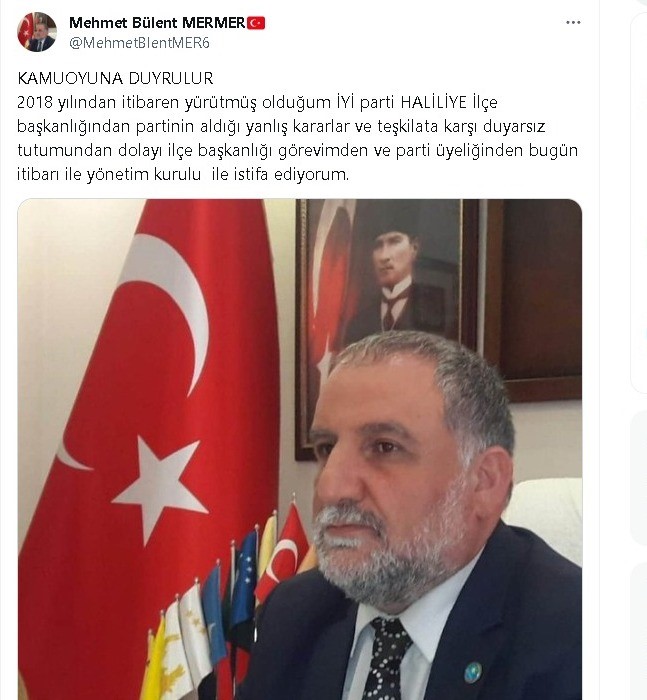 İYİ PARTİ'DE İSTİFA ŞOKU