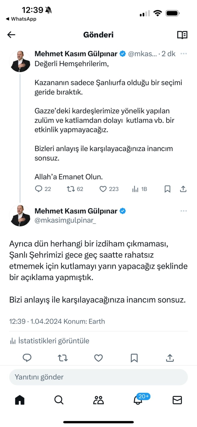 GÜLPINAR'DAN GAZZE HASSASİYETTİ