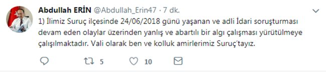Vali Erin'den Urfa'daki sandık olayları için açıklama