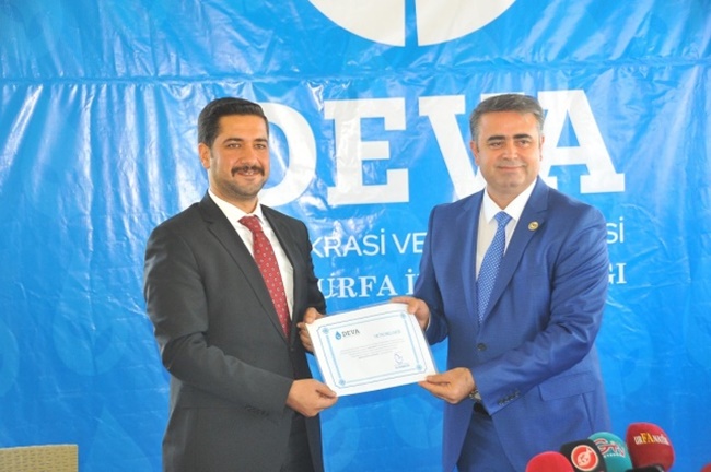 DEVA Partisi Urfa İl kurucularına belgeleri verildi