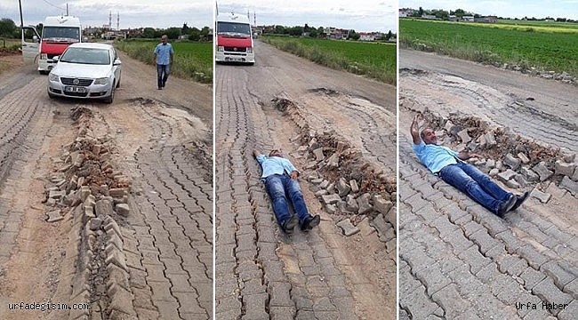 Çöken yol sürücülere zor anlar yaşatıyor