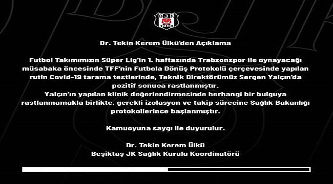 Beşiktaş'ın teknik direktörü virüse yakalandı