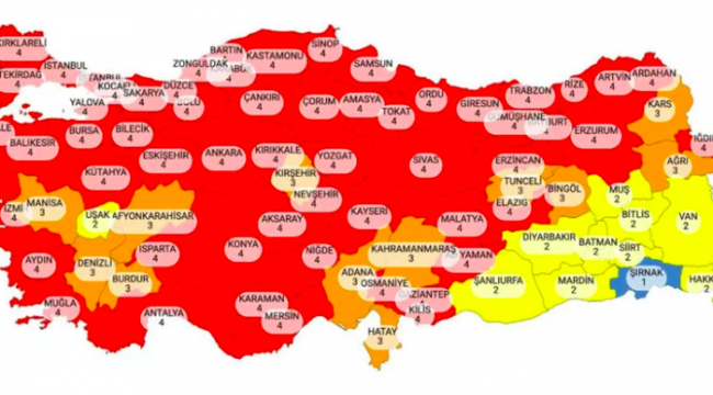 Yeni koronavirüs risk haritası açıklandı | Hangi iller kırmızı?