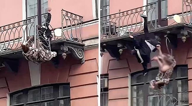 Korkuluk kırıldı, kavga eden çift balkondan düştü!