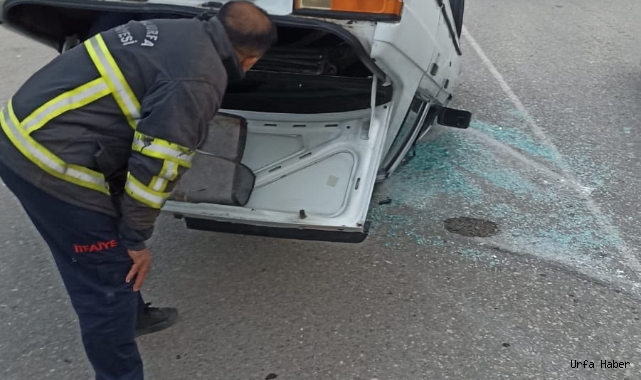  Ceylanpınar'da otomobil kontrolden çıkarak  ters döndü