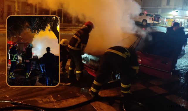 Urfa'da otomobil cayır cayır yandı