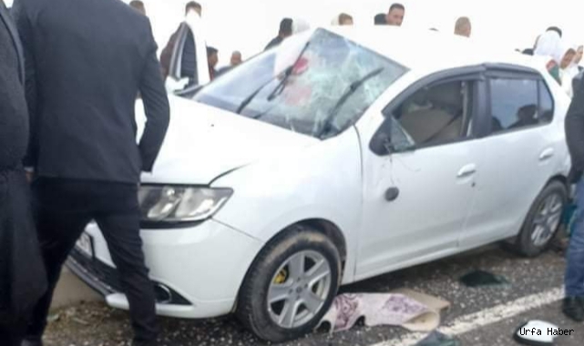  Urfa’da otomobil kaldırıma çarptı