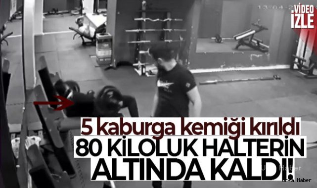 80 kiloluk halterin altında kaldı