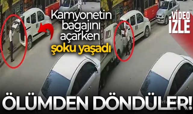 Kamyonetin bagajını açarken şoku yaşadı