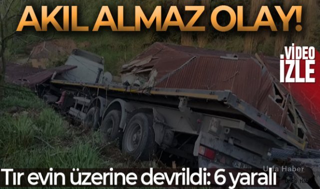Sarıyer'de inşaat demiri yüklü tır gecekondu üzerine devrildi