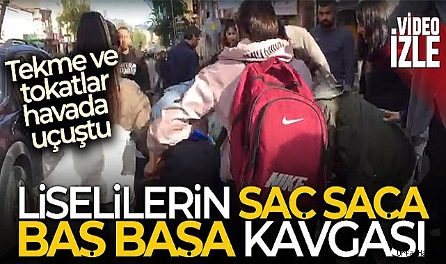 Kars'ta liseli kızların kavgası kamerada