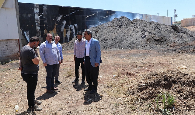 Ekinci, yangın çıkan fabrikada incelemelerde bulundu