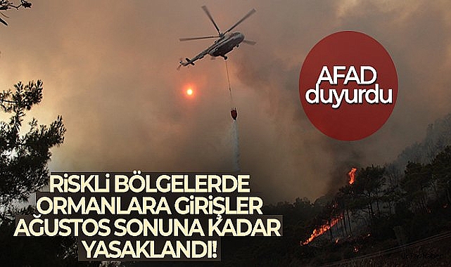 Orman yangını için riskli bölgelere girişler 31 Ağustos'a kadar yasaklandı