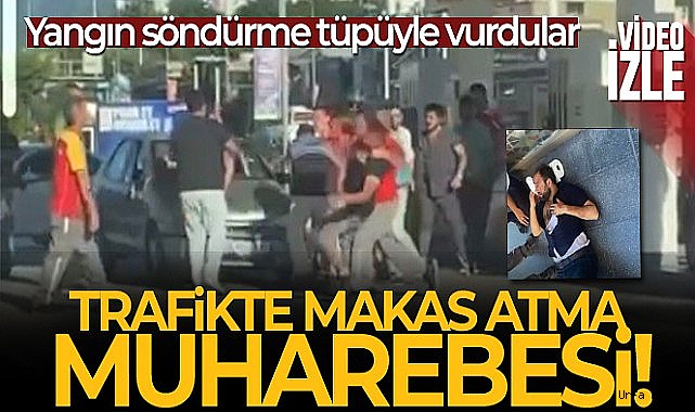 Trafikte kanlı yol verme kavgası kamerada...