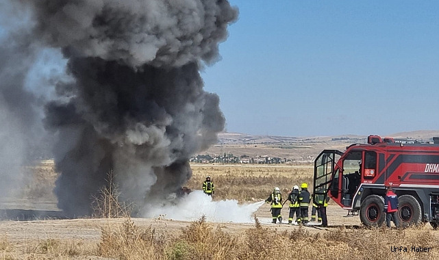 Kapadokya Havalimanı'nda yapılan 'Ateşli Yangın Tatbikatı' gerçeği aratmadı
