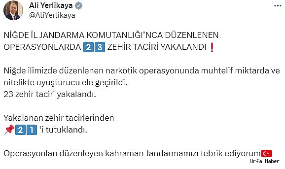 Niğde’de 23 zehir taciri yakalandı