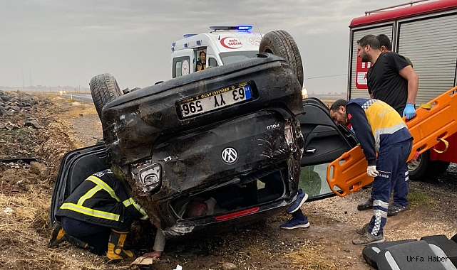 SİVEREK'TE OTOMOBİL TAKLA ATTI