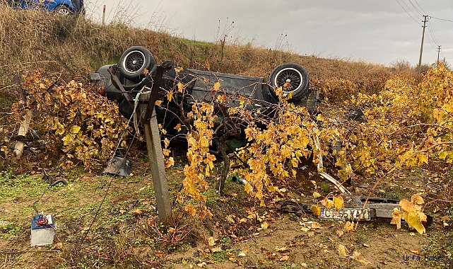 KONTROLDEN ÇIKAN OTOMOBİL ÜZÜM BAĞINA UÇTU: 2 YARALI
