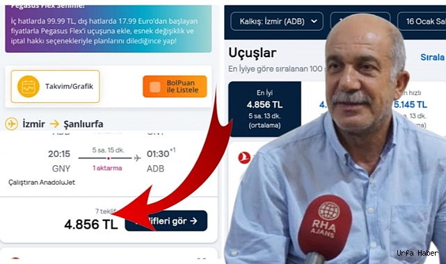 İZMİR - ŞANLIURFA UÇAK BİLETLERİ DUDAK UÇUKLATIYOR