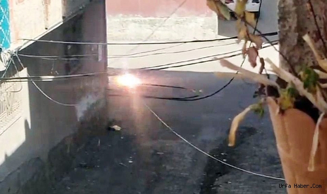 ŞANLIURFA'DA ELEKTRİK KABLOSU BOMBA GİBİ PATLADI