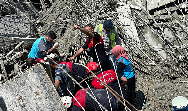 GÖÇÜK YAŞANAN İNŞAATTA 2 İŞÇİ YARALANDI