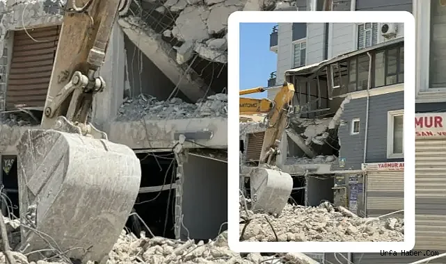 HALİLİYE'DE HASARLI BİNA YIKIMDA SAĞLAM BİNADA ZARAR GÖRDÜ
