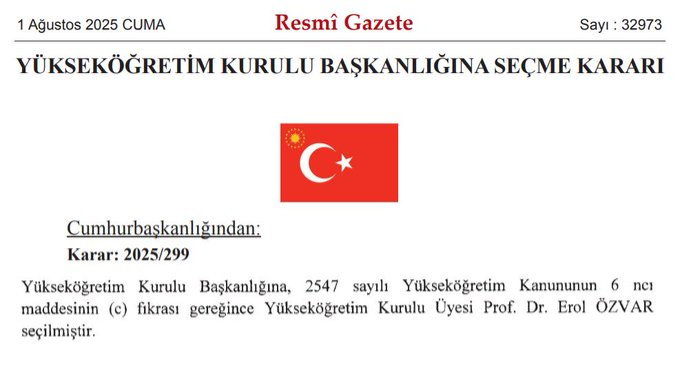 Erol Özvar Yeniden YÖK Başkanlığına Atandı!
