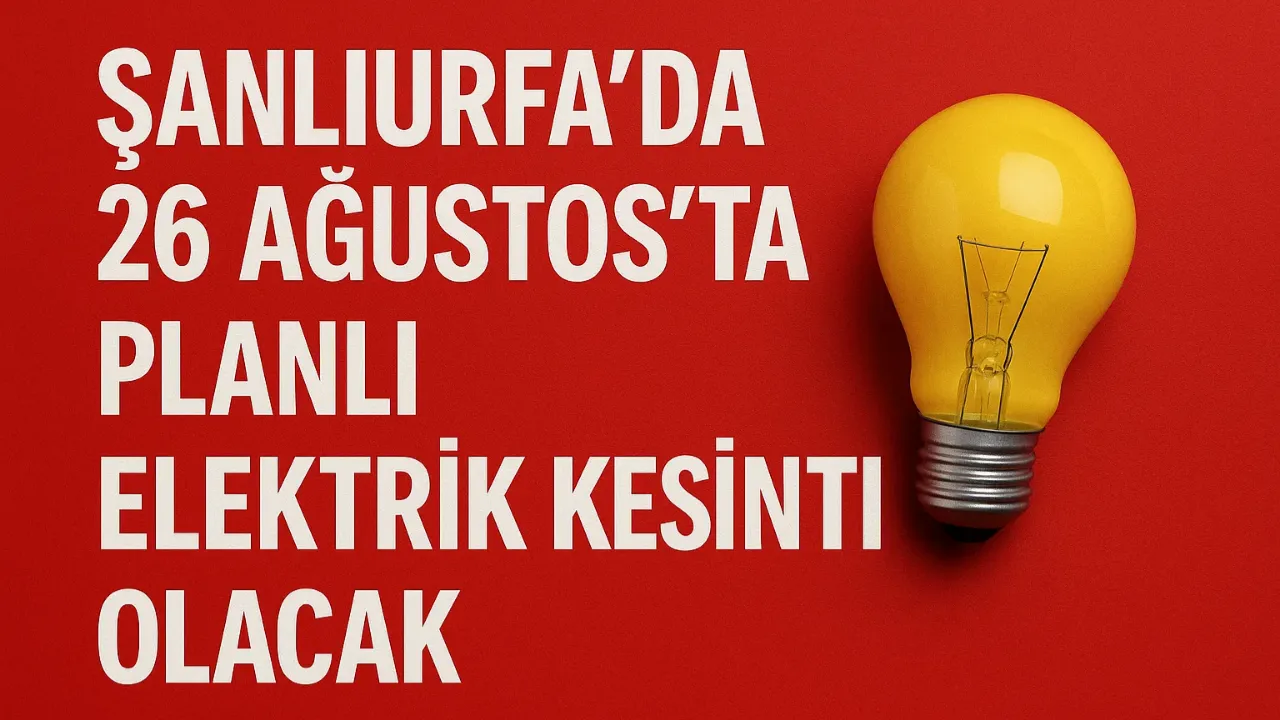 Şanlıurfa’da 26 Ağustos’ta Planlı Elektrik Kesintisi Olacak