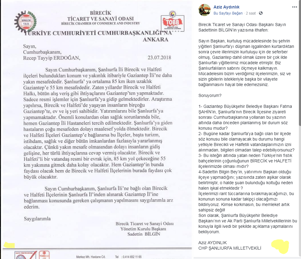 Halfeti ve Birecik için Tepkiler Sürüyor ! Sıradaki Aziz Aydınlık'tan
