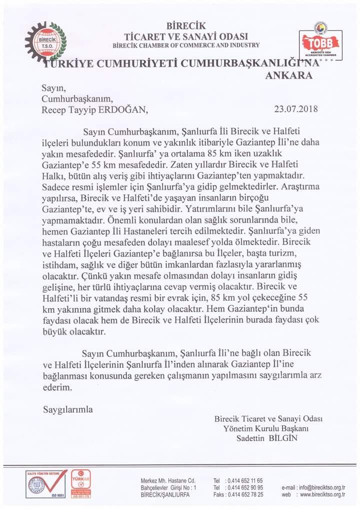 Halfeti ve Birecik Gaziantep'e mi Bağlanacak ?