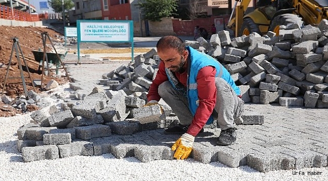 Haliliye’de parke taşı döşeme çalışması sürüyor