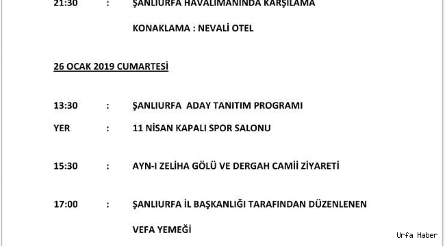 Kurtulmuş’un Urfa Programı Belli Oldu