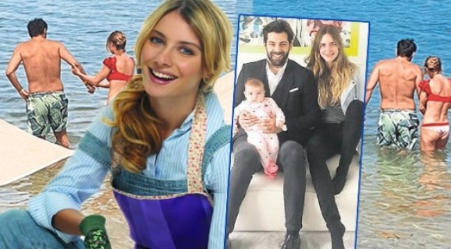 Tuba Ünsal evli sevgilisiyle el ele denize girdi