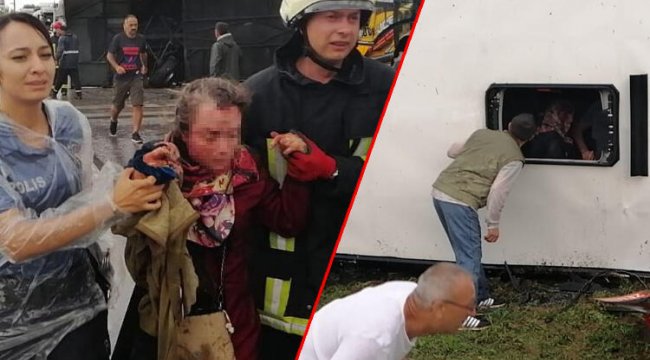 Son dakika: Yolcu otobüsü devrildi! Çok sayıda yaralı var...