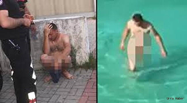 Çırılçıplak sitenin havuzuna girdi