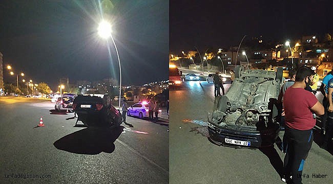 Kavşağa hızlı girince takla attı